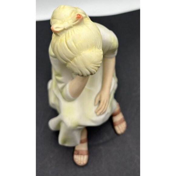 ANDREA By SADEK Porcelain Girl Sitting On A Rock In Deep Thought #9698 - Picture 2 of 8